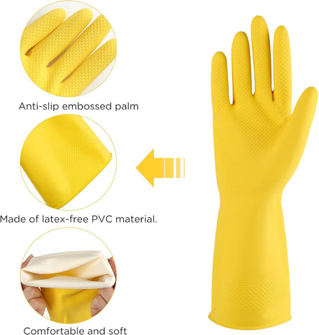 Image of Rubber Gloves Dishwashing 2 or 4 Pairs for Kitchen,Cleaning Gloves for Household Reuseable.