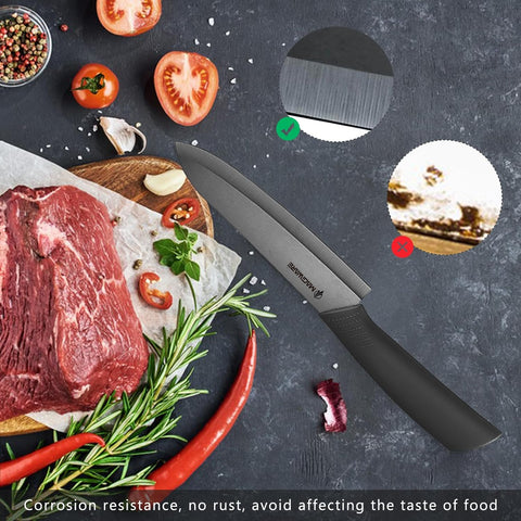 Image of 5-Piece Chef Ceramic Knife Set (4 Ceramic Knives 4 Blade Guard and 1 Peeler), Never Rust Never Oxidize Food Stain Proof