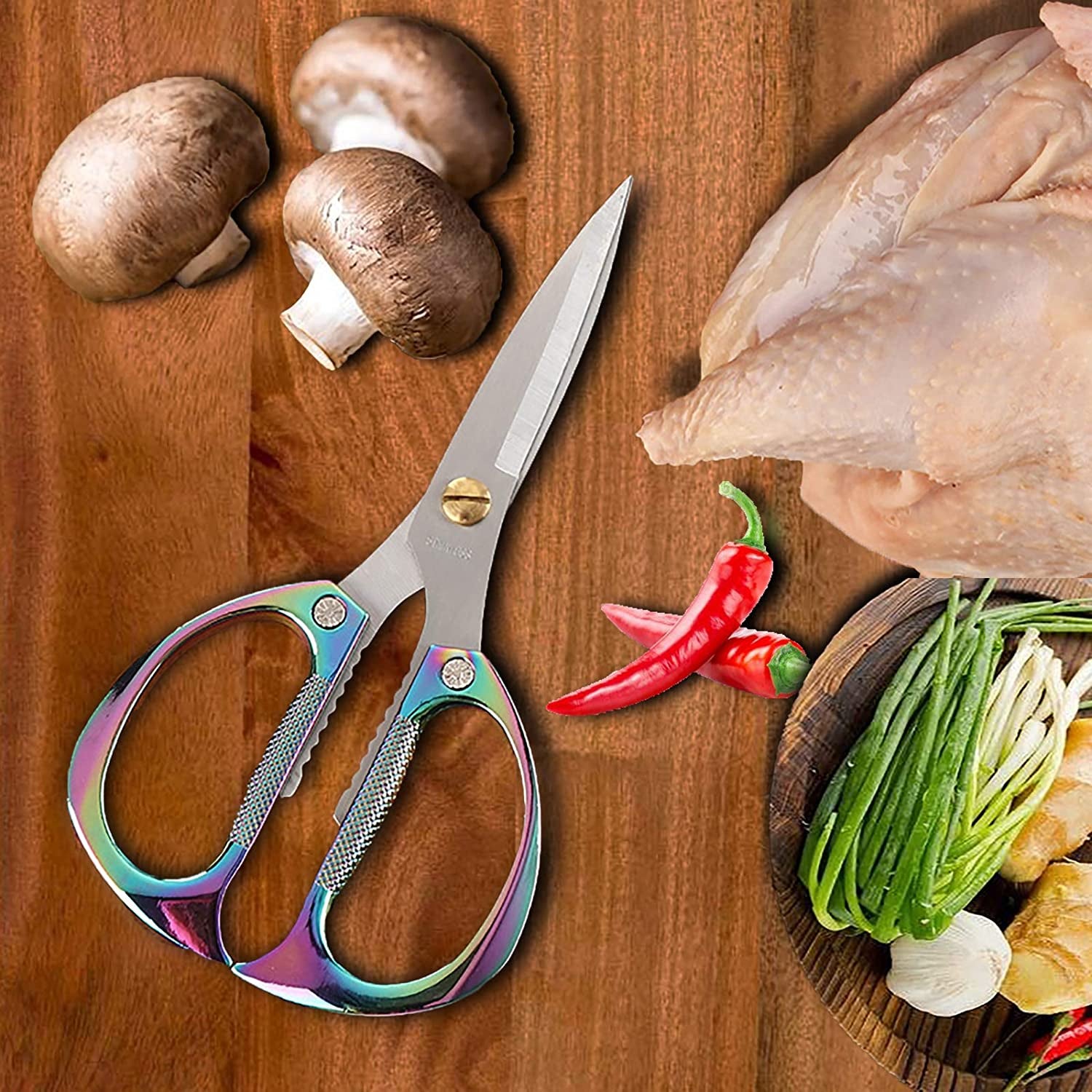 Heavy Duty Kitchen Scissors, 7.5Inches Stainless Steel Multi-Function Kitchen Shears with Zinc Alloy Handle, Kitchen Tools for Chichen, Meat, Herbs, Vegetable, BBQ