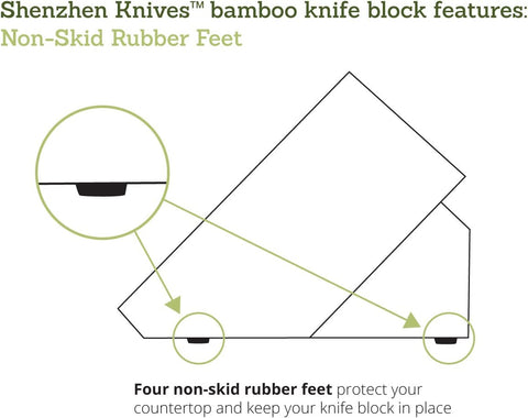 Image of 20 Slot Universal Knife Block:  Large Bamboo Wood Knife Block without Knives - Countertop Butcher Block Knife Holder and Organizer with Wide Slots for Easy Kitchen Knife Storage