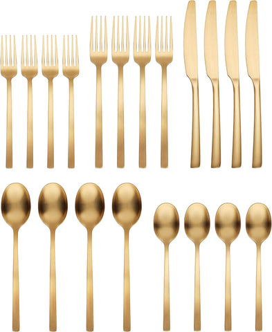 Image of 20-Piece Flatware Set, Gold Beacon Satin