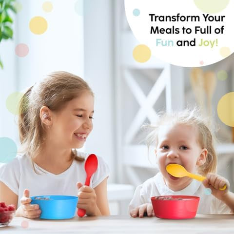 Image of Toddler Utensils Set of 18 Plastic Kids Utensils Forks and Spoons - BPA Free/Dishwasher Safe Toddler Flatware Set Brightly Colored Children'S Safe Silverewre Cutlery Set
