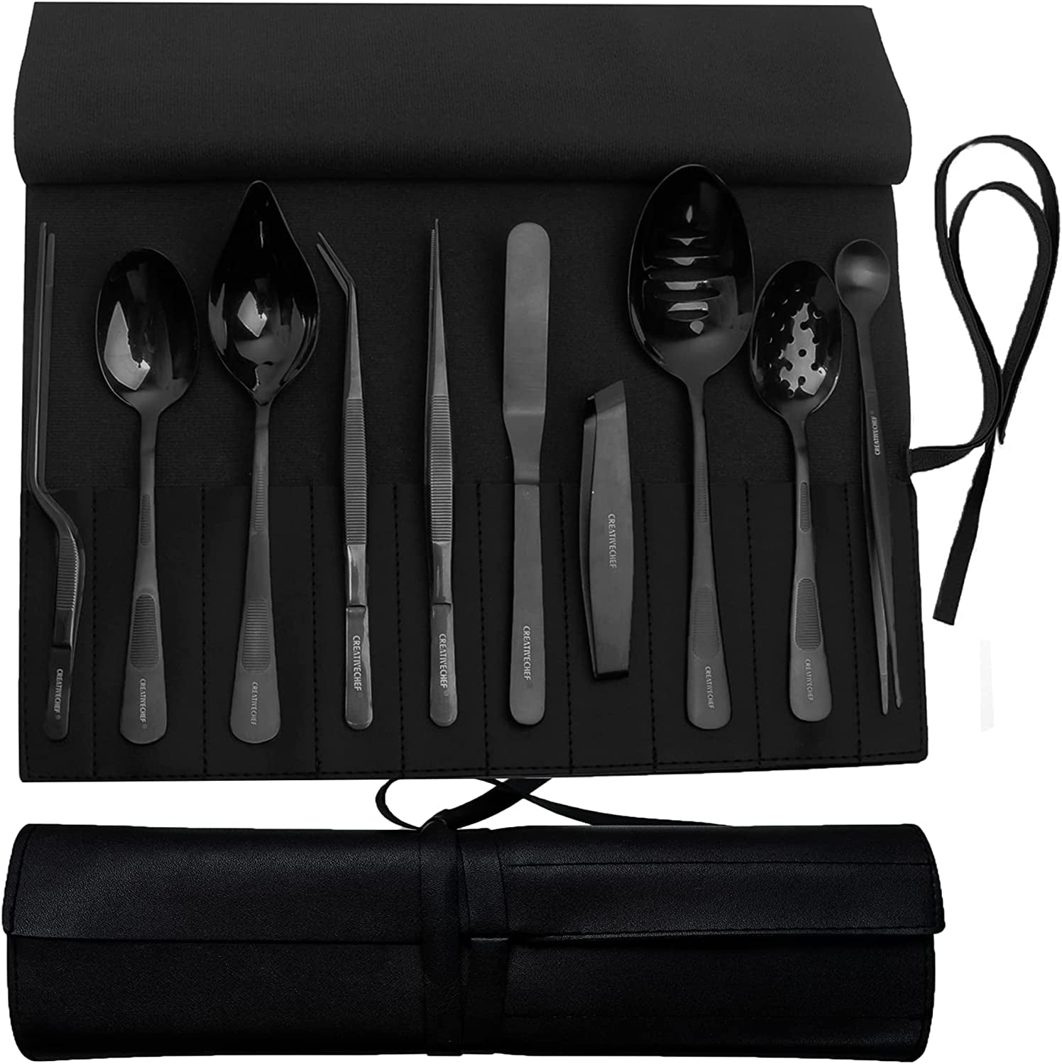 Professional Chef Plating Kit, 10 Piece Culinary Plating Set, Black, Stainless Steel (10 Piece, Black)