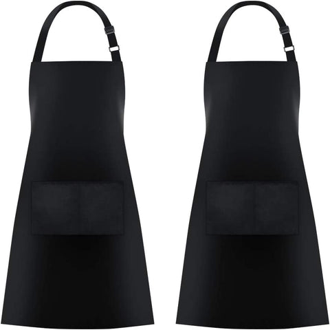 Image of 2 Pack Bib Aprons with 2 Pockets Cooking Chef Kitchen Apron for Women Men, Black