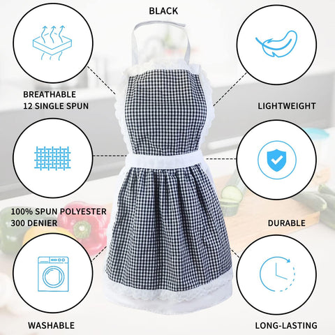 Image of Matching Apron for Kids and Mom, Women Child Kitchen Apron Set with Chef Hat for Cooking Baking BBQ
