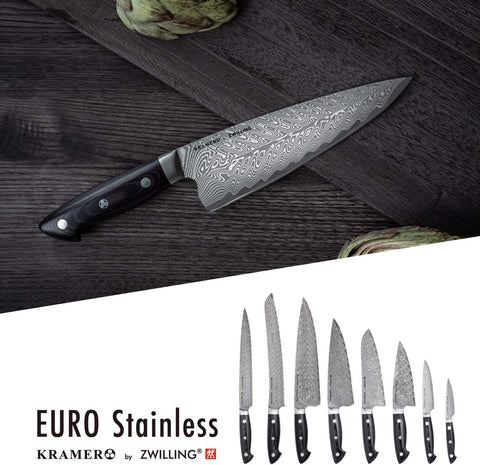 Image of 34890-101 Bob Kramer Euro Stainless Steel Paring Knife, 3.9 Inches (100 Mm), Made in Japan, Damascus Petty Fruit, Multi-Layered Steel, Made in Seki, Gifu Prefecture