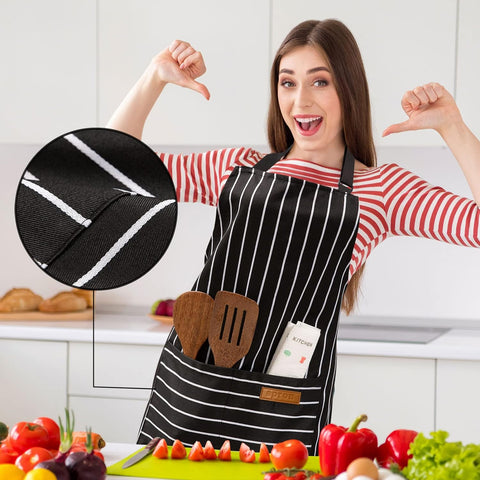 Image of 2 Pack Adjustable Bib Apron with 2 Pockets Chef Cooking Kitchen Restaurant Aprons for Women Men