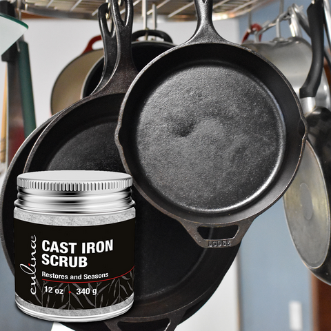 Image of Culina Cast Iron Cleaning & Restoring Scrub | Removes Rust Without Scratching & Care Before Cleaning, Washing & Seasoning | 100% Natural | - Livananatural