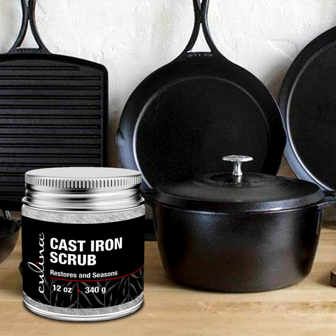 Image of Culina Cast Iron Cleaning & Restoring Scrub | Removes Rust Without Scratching & Care Before Cleaning, Washing & Seasoning | 100% Natural | - Livananatural
