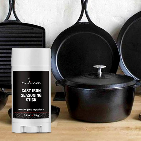 Image of Culina Cast Iron Seasoning Stick | 100% Organic Ingredients | for Cast Iron Cookware, Skillets, Pans & Grills! - Livananatural