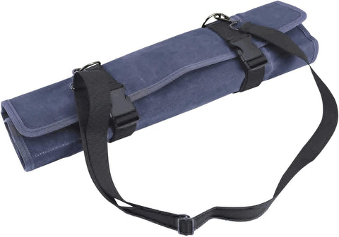Image of Chef’S Knife Roll Bag, Waxed Canvas Knife Cultery Carrier, Portable Chef Knife Cases, Knife Pouch Holders with 10 Slots plus 1 Zipper Pockets Can Hold Home Kitchen Knife Tools up to 18.8”