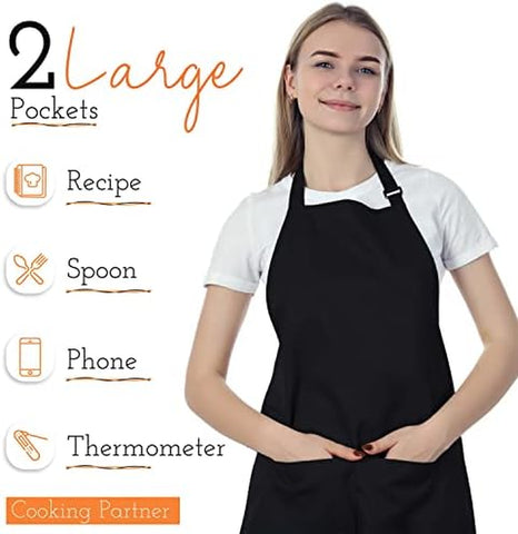 Image of Unisex Chef Apron, Professional Apron, Oil and Water Resistant, Heavy Duty Breathable, Large Straps and Large Pockets