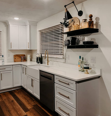 Image of L-Shaped Black Metal Floating Shelf Modern Heavy Duty Wall Mount Shelf 8Inch*12Inch 1 Pack