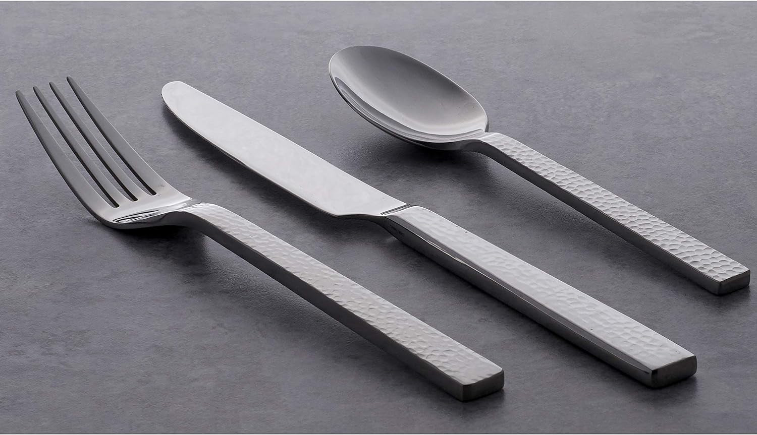 Chefs Table Hammered 45 Piece Everyday Flatware Set, Service for 8, 18/0 Stainless Steel,Silverware Set
