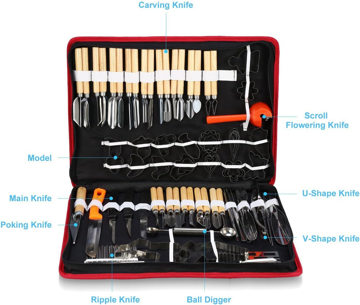 80Pcs/Set Multifunctional Portable Vegetable Fruit Food Engraving Peeling Kitchen Carving Sculpting Modeling Tools Kit Pack