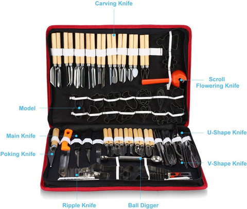 Image of 80Pcs/Set Multifunctional Portable Vegetable Fruit Food Engraving Peeling Kitchen Carving Sculpting Modeling Tools Kit Pack