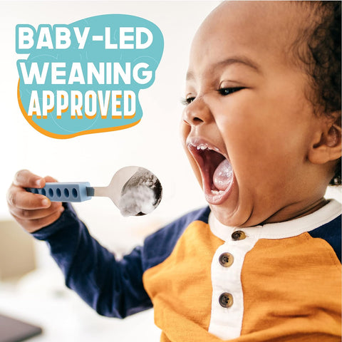 Image of Upward Baby Kids Utensils Set - Lego Interlocking 6 Piece Sensory Spoons and Forks for Self-Feeding - Toddler Silverware - Fun Stainless Steel Utensils for Toddlers - 12 Months Old + Baby Led Weaning