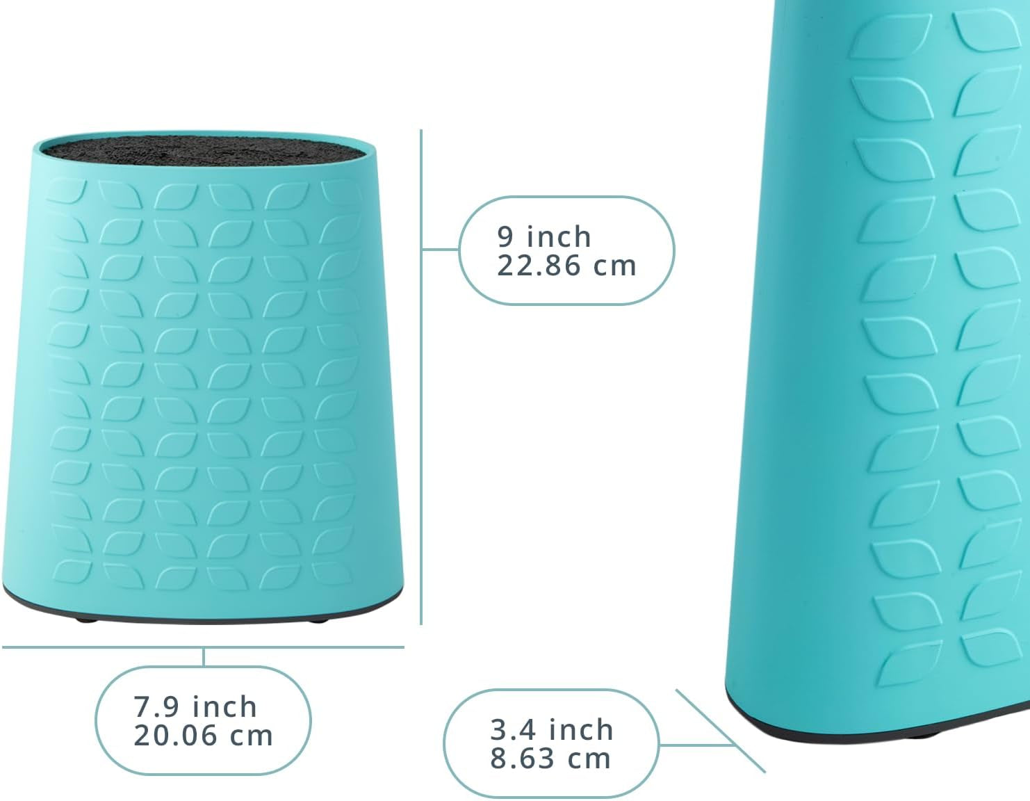 Knife Block for Kitchen Storage W/Removable Bristles - Convenient & Secure Knife Stand for Holding Small & Large Knives- Blue