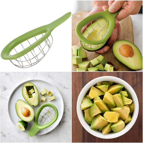 Image of Avocado 3 Piece Set Avocado Slicer, Knife, Peeler, Pitter, Cuber, Dicer, Keeper for Everything That You Will Ever Need for Your Avocados