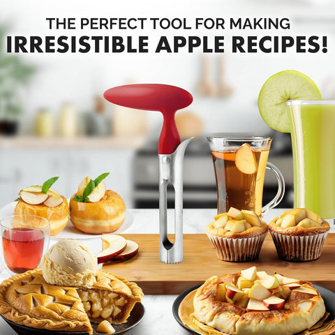 Image of Premium Apple Corer Tool - Ultra Sharp, Stainless Steel, Serrated Blades for Easy Coring - Easy to Use & Clean, Durable Apple Corer Remover for Baking Apples & More - Red