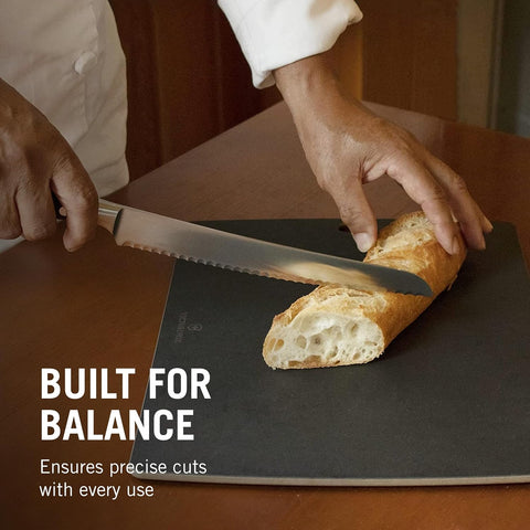 Image of Grand Maître Bread Knife with Curved Serrated Blade & Wood Handle - Sharp Kitchen Utensil - 9”