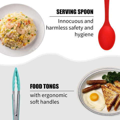 Image of Silicone Kitchen Utensils Set - 10 Pieces Multicolor Silicone Heat Resistant Non-Stick Kitchen Cooking Tools
