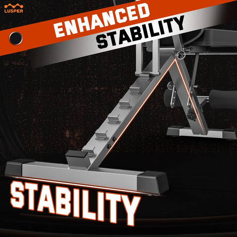 Image of Adjustable Weight Bench Foldable - 660 Lb Stable Workout Bench, 36 in Extended Head and Neck Protection Design, 3 Sec Fast Folding Multi-Purpose for Full Body Workout