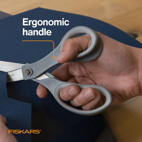Image of Softgrip Contoured Performance Scissors All Purpose - Stainless Steel - 8" - Straight Paper and Fabric Scissors for Office, and Arts and Crafts - Grey