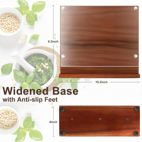 Image of Kitchen Magnetic Knife Block with Acrylic Shield Acacia Wood Double Side Knife Holder Rack Stands with Strong Enhanced Magnets Multifunctional Storage Knife Stand for Kitchen Cutlery Display Organizer