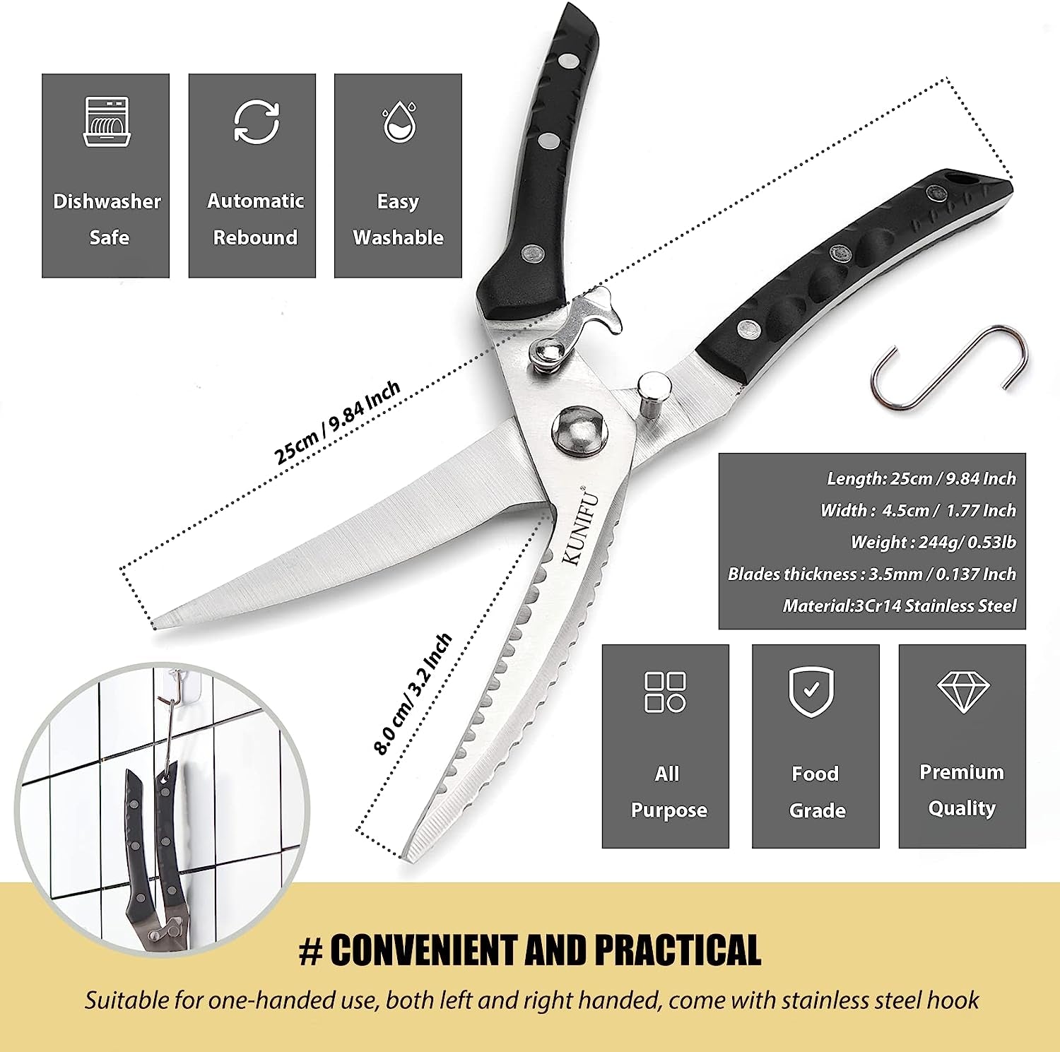 Poultry Shears, All Purpose Heavy Duty Kitchen Scissors for Turkey Fryer Chicken Thanksgiving Christmas Day
