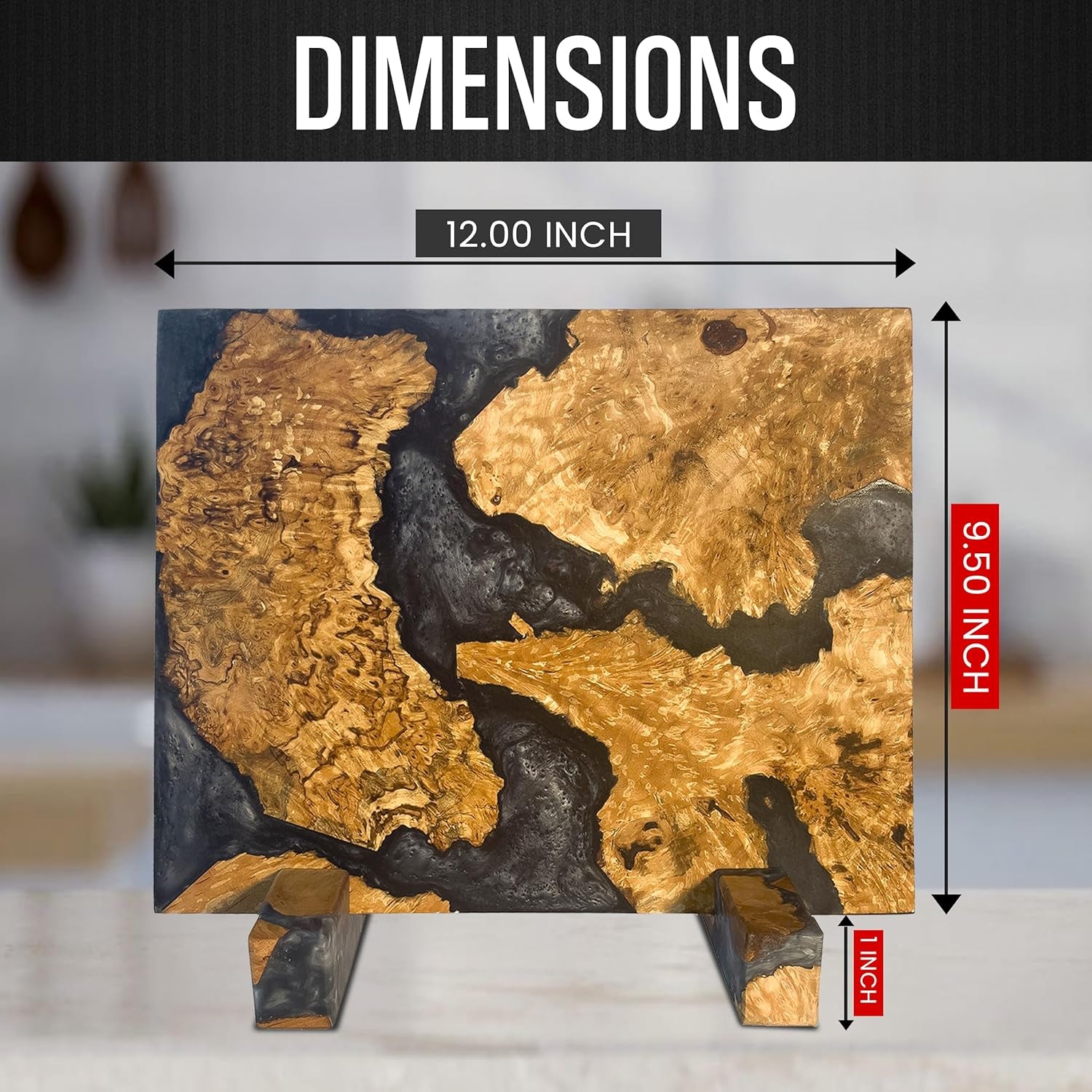 Magnetic Knife Block without Knives - Magnetic Knife Holder | Magnetic Knife Block for Kitchen Counter| Wooden Block Knife Holder | Kitchen Knife Magnetic Holder | Magnet Knife Block (Smoky Black)