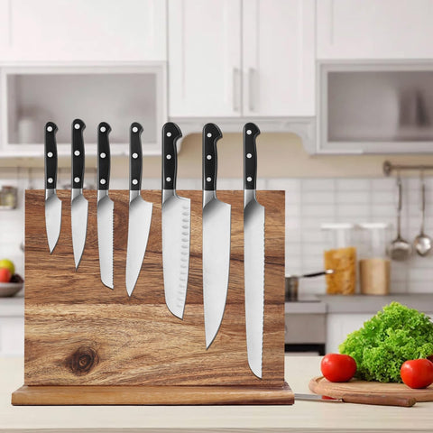 Image of Double Side Magnetic Knife Block,16X 12 Inches Bigger than Others Knife Magnet Holder Wooden Rack Magnetic Stands with Strong Enhanced Magnet Multifunctional Storage Knife Holder.