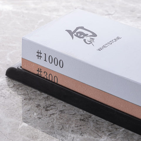 Image of Combination Whetstone for Knife Sharpening, 300 and 1000 Grit, DM0708, 6", Light Gray