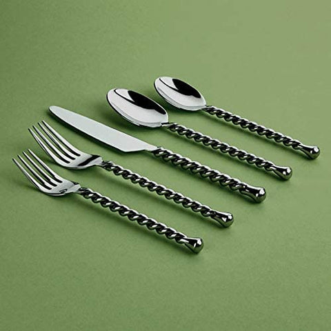 Image of 20-Piece Silverware Silver Tear Collection Polished Stainless Steel Flatware Sets, Service for 4