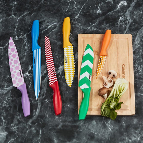Image of C55-12PR1 12-Piece Printed Color Knife Set with Blade Guards, Multicolored