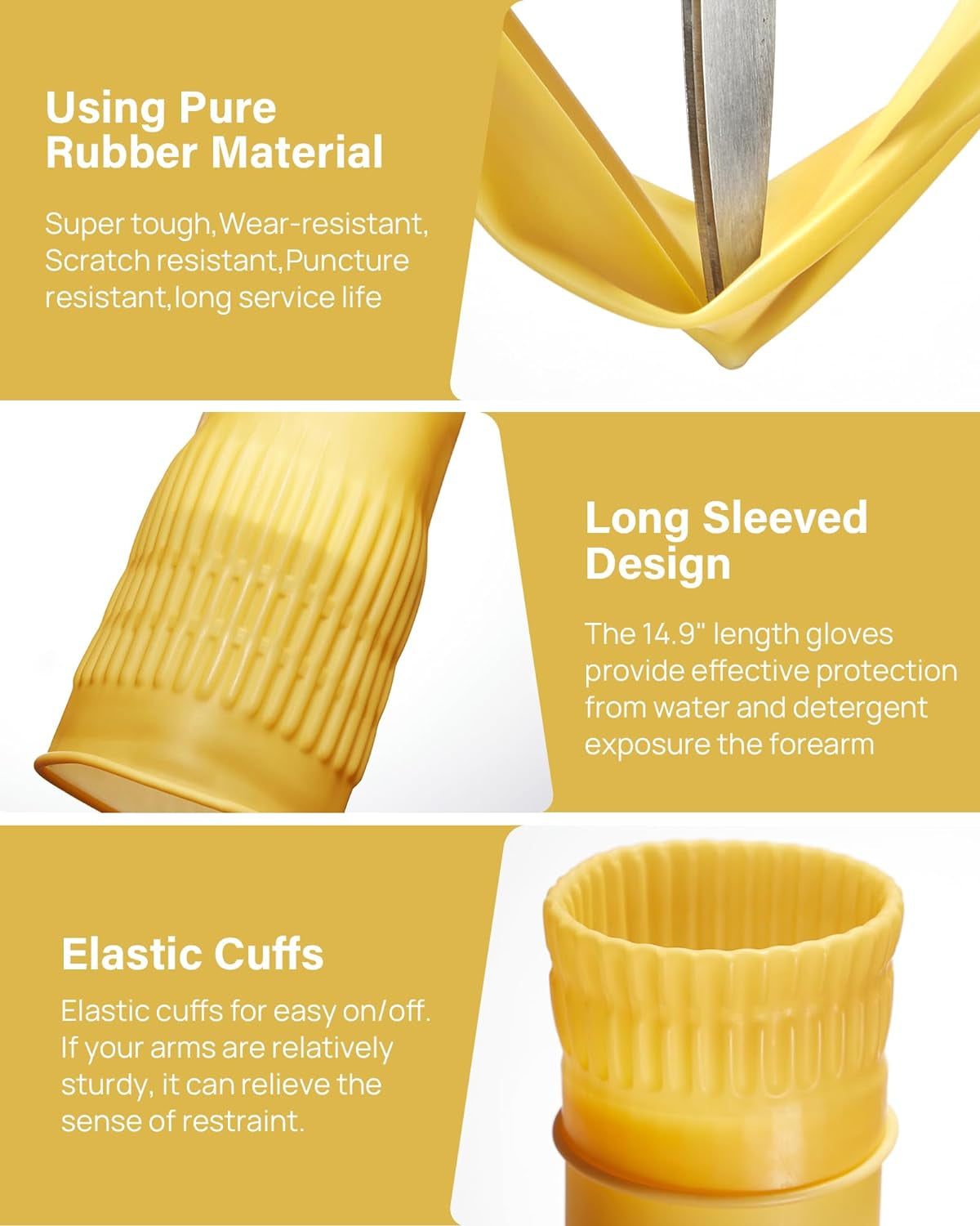 Rubber Cleaning Gloves 3 or 6 Pairs and Rubber Dishwashing Gloves for Kitchen Reuseable.