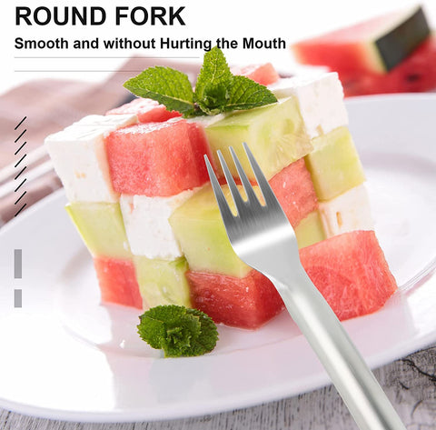 Image of 2Pcs 2-In-1 Watermelon Fork Slicer, Watermelon Slicer Cutter Stainless Steel Fruit Forks Slicer Tool for Summer Family Parties Camping Watermelon Cutting Artifact