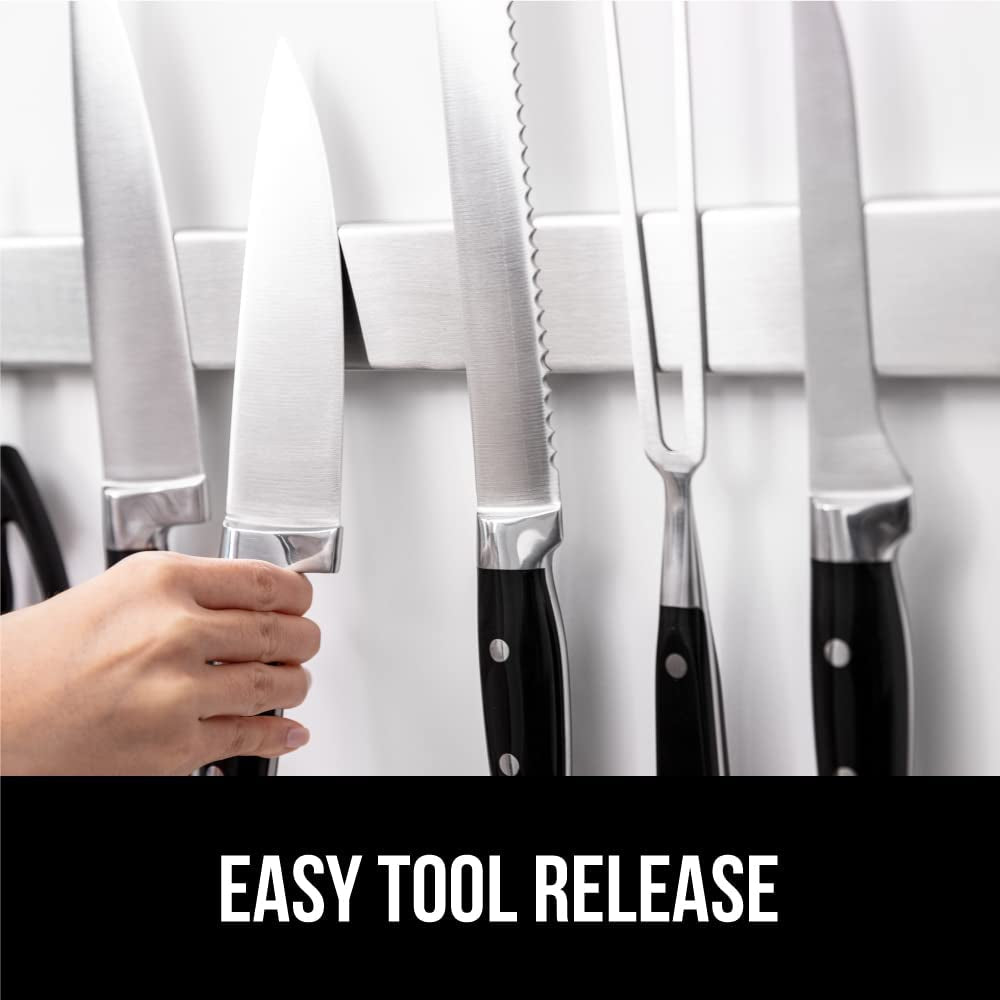 The Original  Stainless Steel Magnetic Knife Holder, 18 Inch, Heavy Duty Magnet Strip for Knives, Wall or Refrigerator Mounted Bar, Easy Install Rack, Securely Store and Organize Kitchen