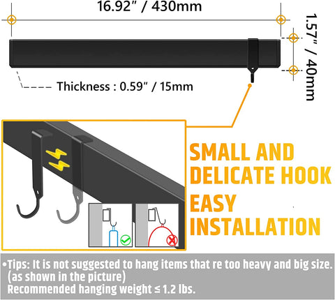 Image of Fridge Applicable 17 Inch Double Sided Magnetic Knife Holder - Stainless Steel Knife Strip with Powerful Magnetic Pull Force - Use as Kitchen Knife Holder, Knife Rack & Tool Holder - Matte Black