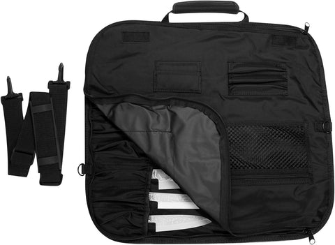 Image of Knife Roll, 8 Slots for Kitchen Knives, Carrying Case, 19.5 Inches X 18 Inches, Black