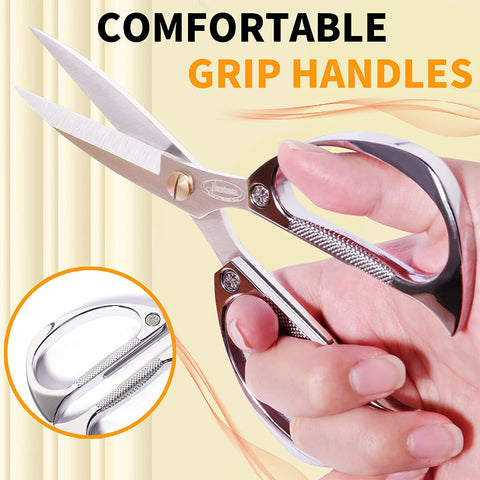 Image of Newness Kitchen Shears, Stainless Steel Duty Kitchen Shears for Chicken, Beefs, Poultry, Fish, Meat, Vegetables, Stainless Steel Scissors with Non-Slip Easy Grip Handles for House Daily Use