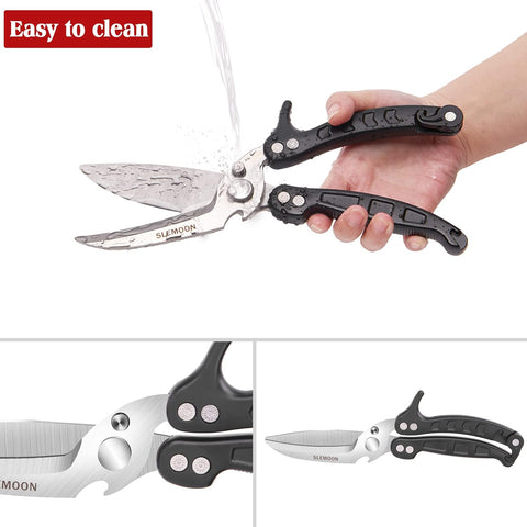 Image of Heavy Duty Kitchen Scissors Poultry Shears 2Pcs Set Black