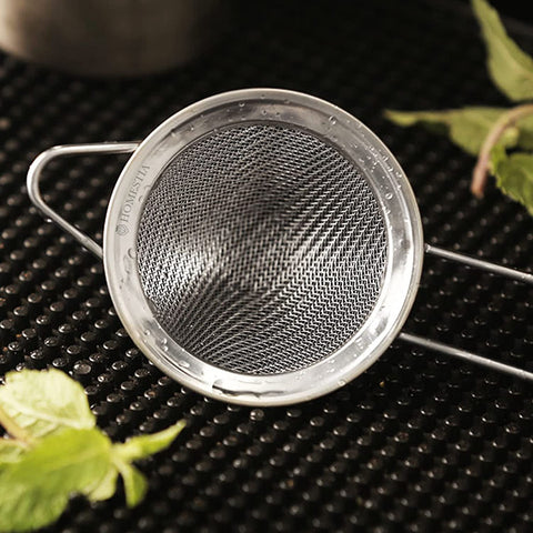Image of Fine Mesh Sieve Strainer Stainless Steel Cocktail Strainer Food Strainers Tea Strainer Coffee Strainer with Long Handle for Double Straining Utensil 3.3 Inch