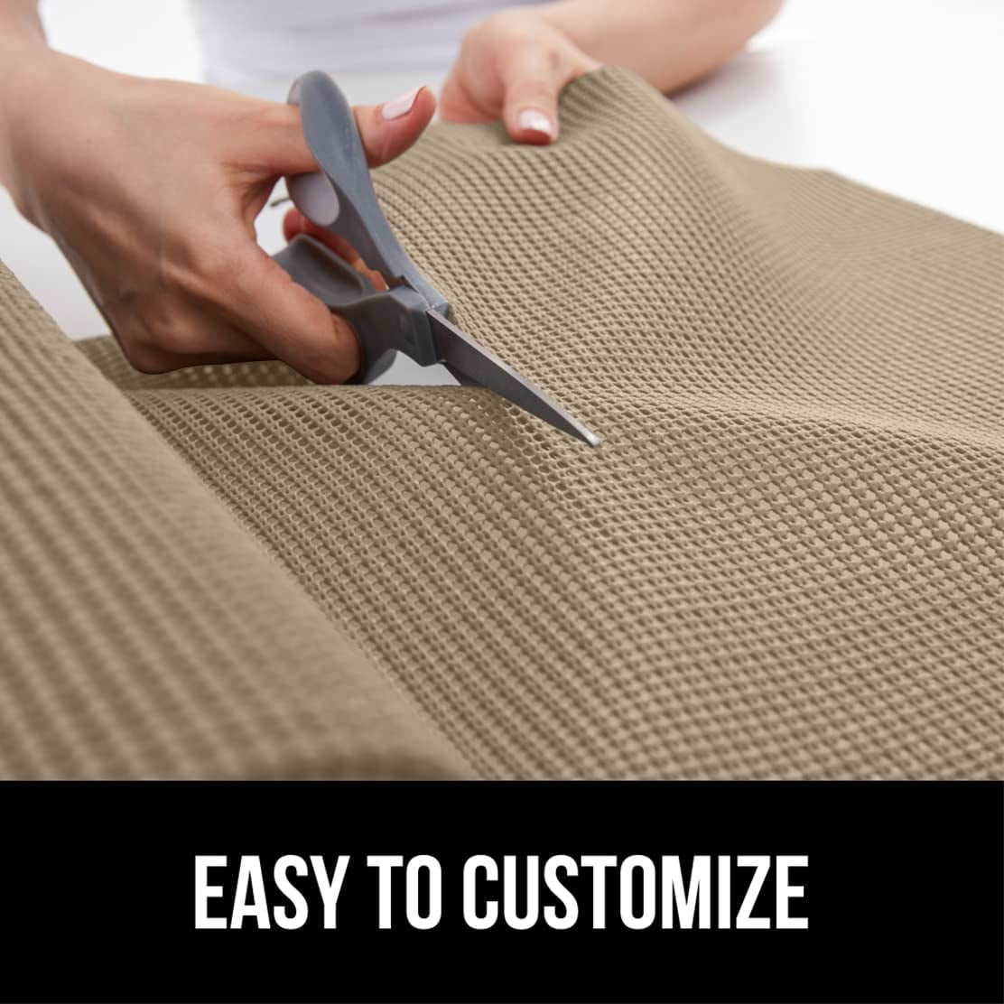 Drawer Shelf and Cabinet Liner, Thick Strong Grip, Non-Adhesive Liners Protect Kitchen Cabinets and Cupboard, Bathroom Drawers, Easy Install, Breathable Mat, 12" X20', Beige