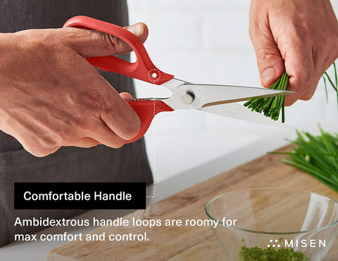 Image of Kitchen Scissors - Multipurpose Kitchen Shears - Heavy Duty Food Scissors - Dishwasher Safe Meat Scissors, Red