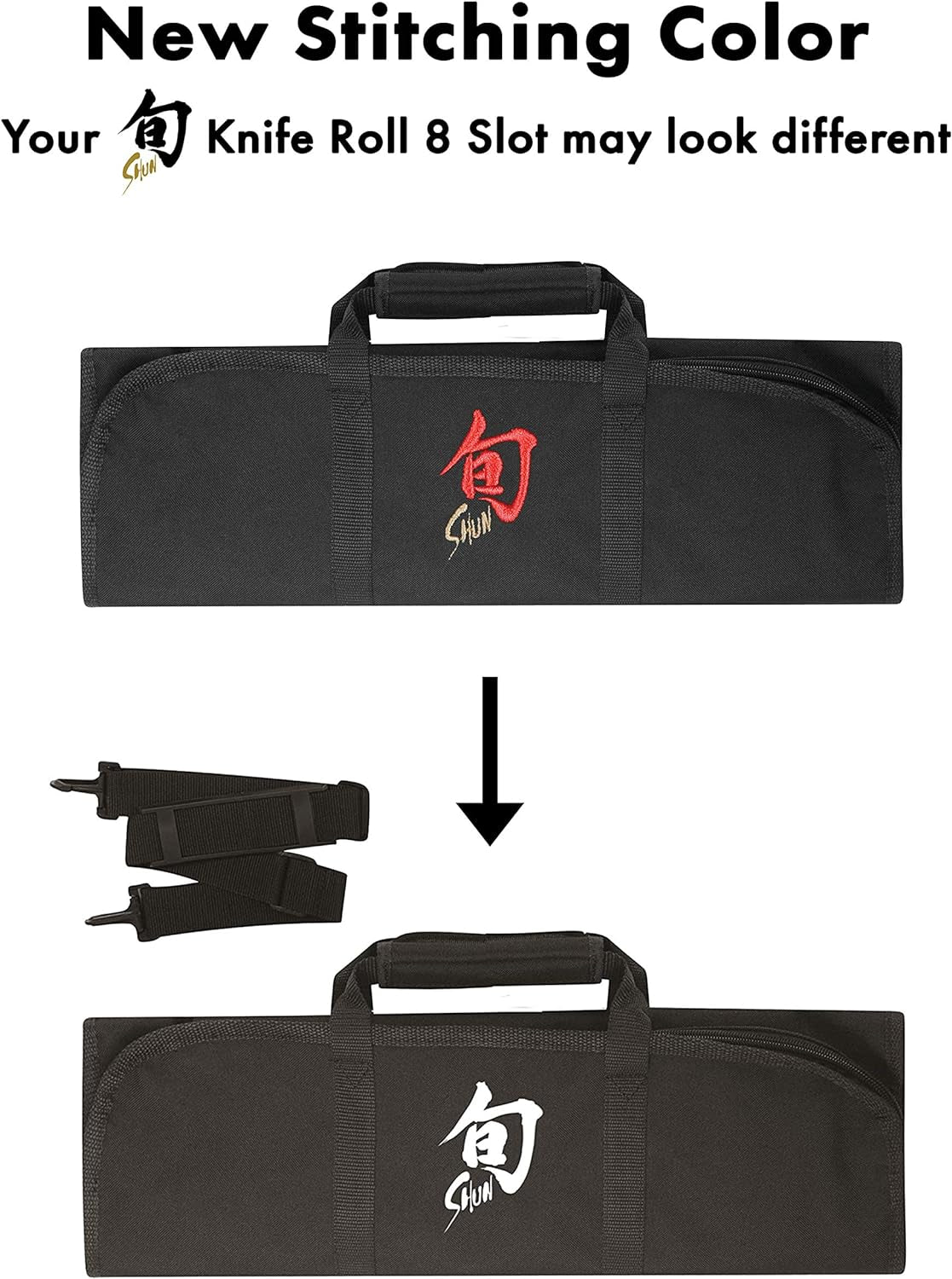 Knife Roll, 8 Slots for Kitchen Knives, Carrying Case, 19.5 Inches X 18 Inches, Black