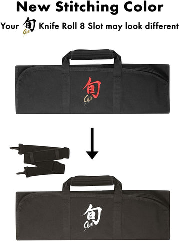 Image of Knife Roll, 8 Slots for Kitchen Knives, Carrying Case, 19.5 Inches X 18 Inches, Black