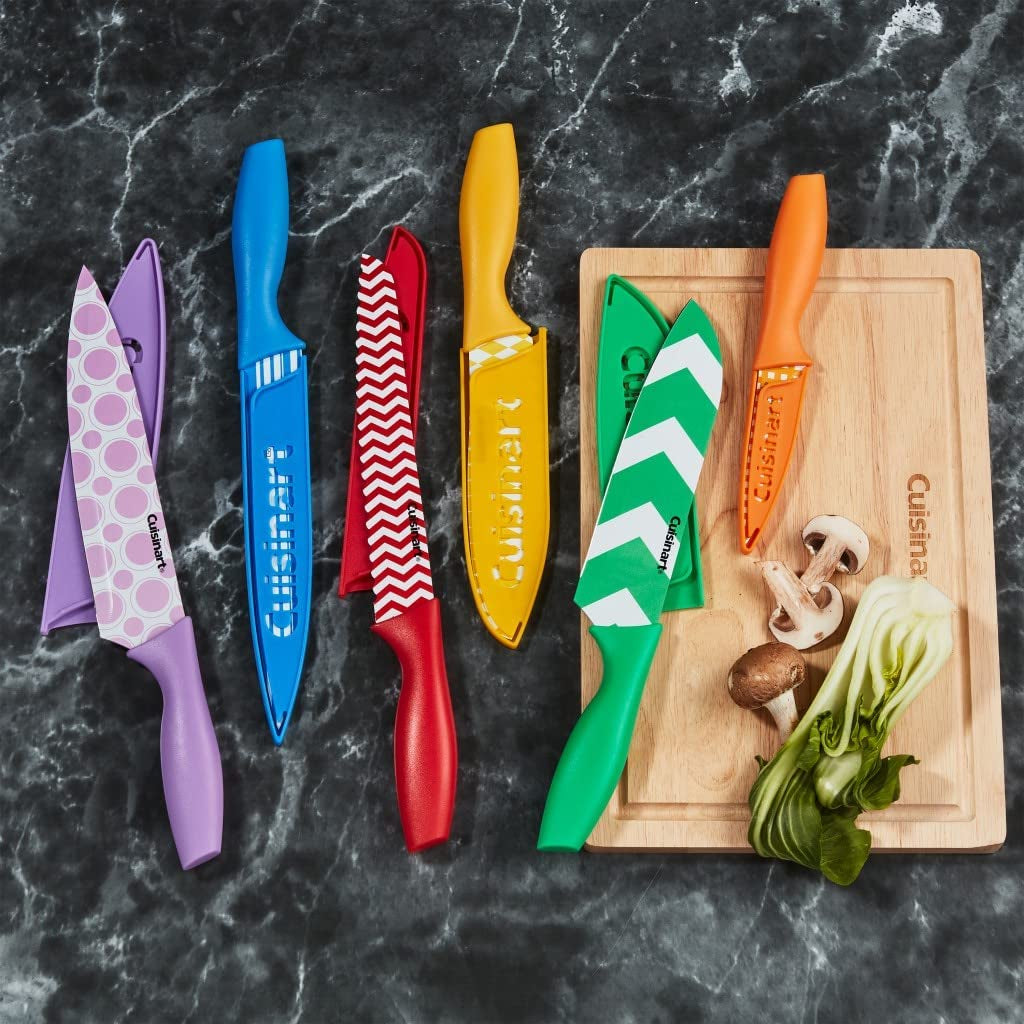 C55-12PR1 12-Piece Printed Color Knife Set with Blade Guards, Multicolored