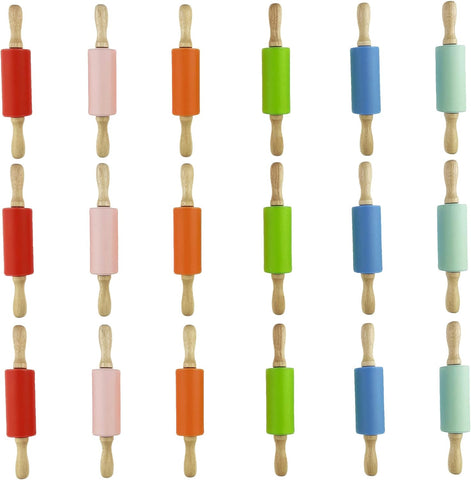 Image of 18 Pack Small Rolling Pin for Kids, 9 Inch Kids Rolling Pin for Home Kitchen (6 Colors)