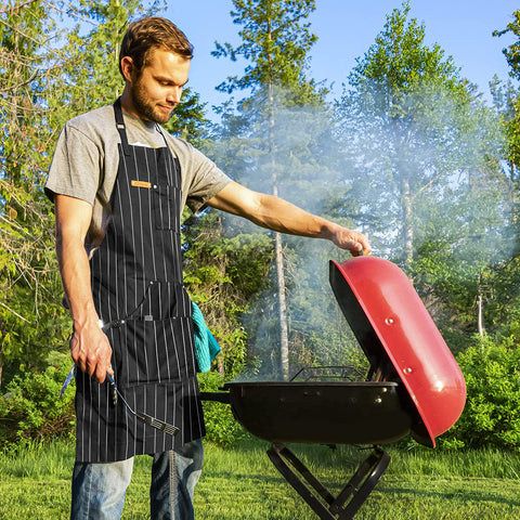 Image of Chef Apron for Men and Women - Kitchen Apron with Pockets & Adjustable Neck Straps - Cooking Apron 100% Cotton